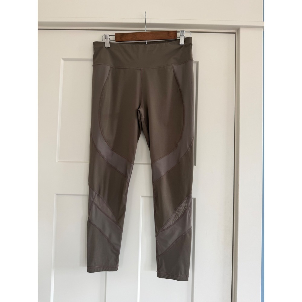Sweaty Betty The Power Mesh Workout Leggings Taupe Khaki Brown 24 Inseam M